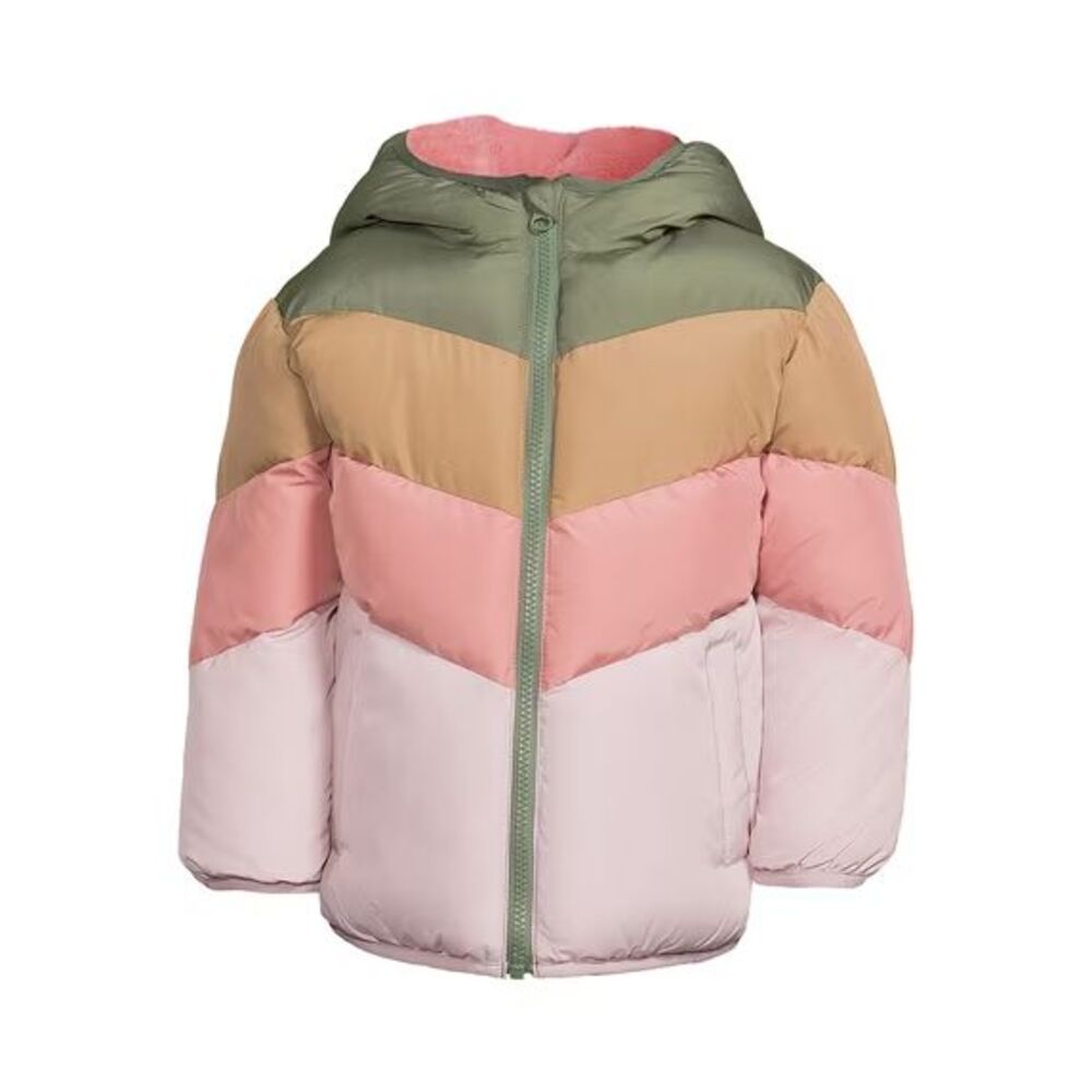 Swiss Tech Baby and Toddler Girls Puffer Jacket with Hood, Size 18m